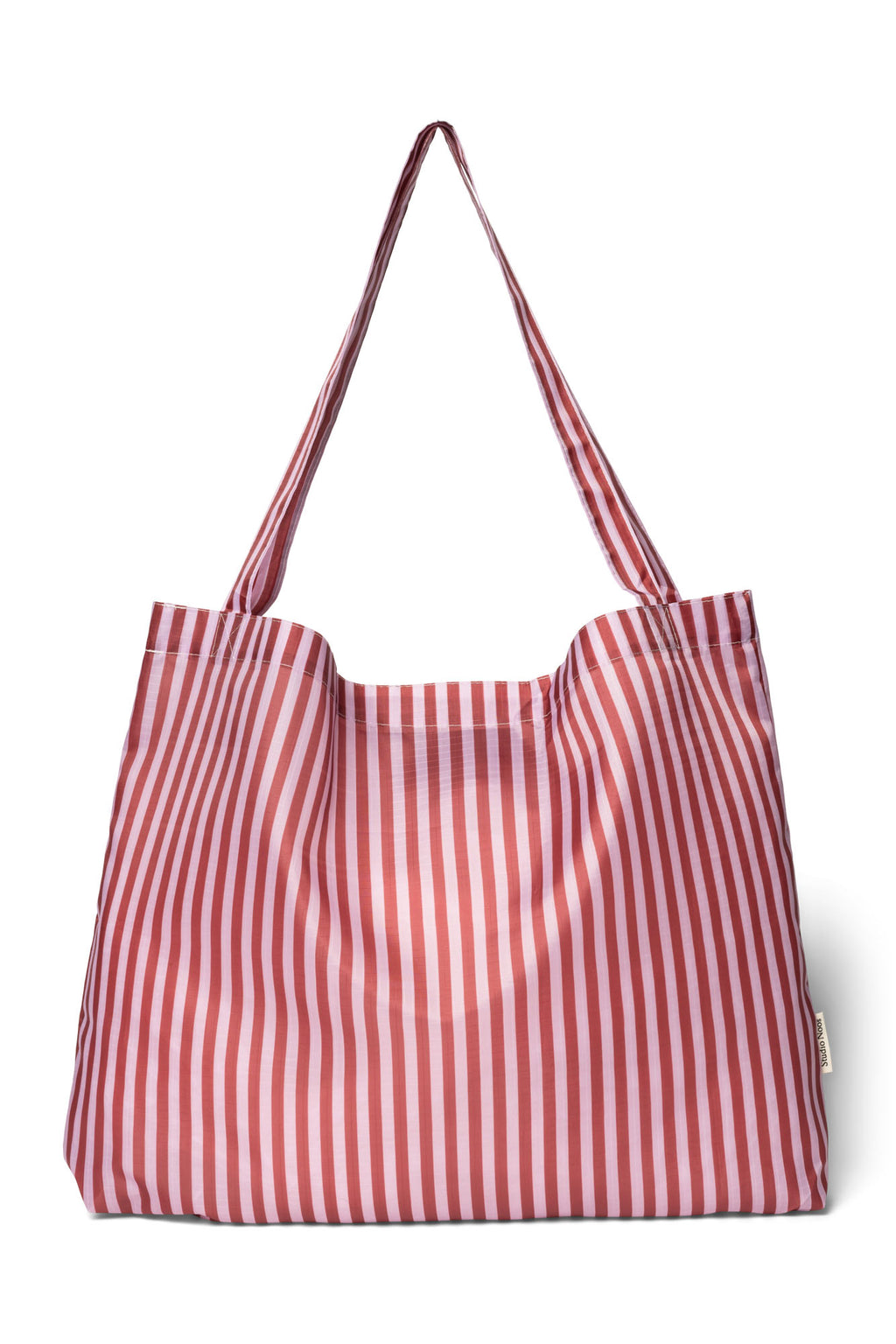Red/Lilac Striped Grocery Bag
